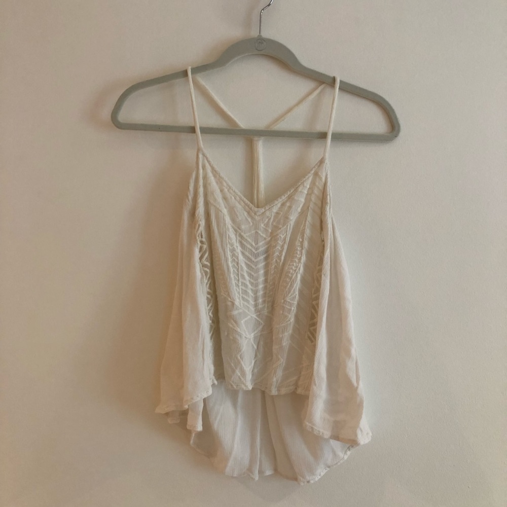 Urban Outfitters White Embroidered Tank Top Size M